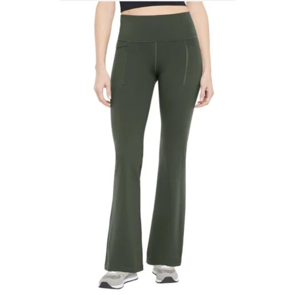 NEW Gap Fit Women's M Green Flare Leggings Green Side Pocket - Picture 1 of 15